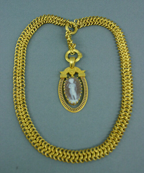 Necklace, pinchbeck, metal, American or European