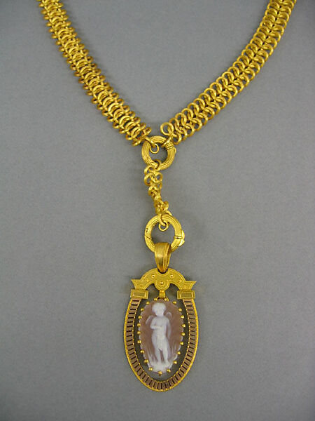 Necklace, pinchbeck, metal, American or European