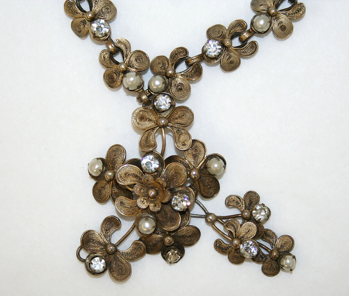 Jewelry set, silver, pearl, probably European