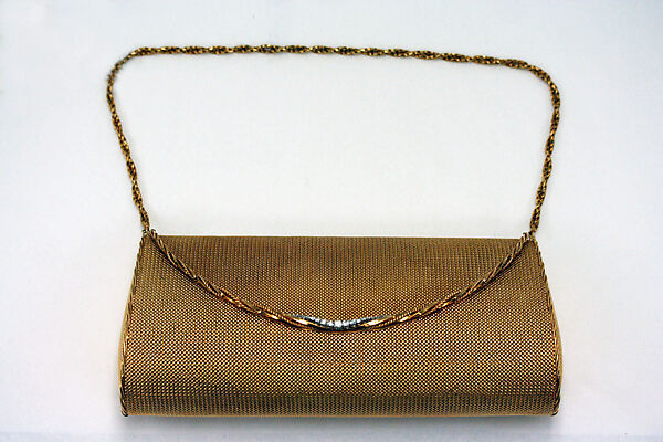 Evening purse, gold, diamond, shell, American 