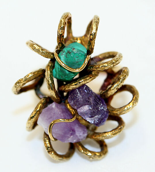 Jewelry set, Ilias Lalaounis (Greek, Athens 1920–2013 Athens), gold, malachite, quartz, amethyst, Greek