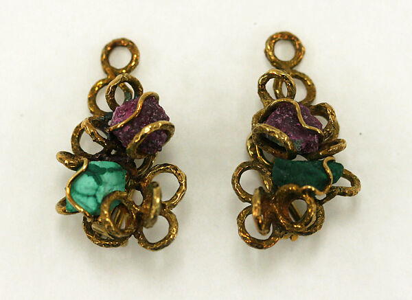 Jewelry set, Ilias Lalaounis (Greek, Athens 1920–2013 Athens), gold, malachite, quartz, amethyst, Greek