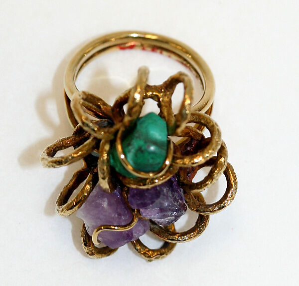 Jewelry set, Ilias Lalaounis (Greek, Athens 1920–2013 Athens), gold, malachite, quartz, amethyst, Greek