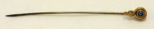 Stickpin, gold, aquamarine, American or European 