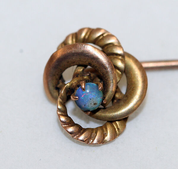 Stickpin, gold, opal, American or European