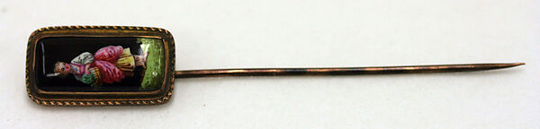 Stickpin, gold, enamel, American or European 