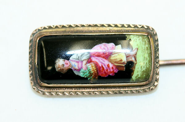 Stickpin, gold, enamel, American or European