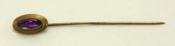 Stickpin, gold, glass, probably American 