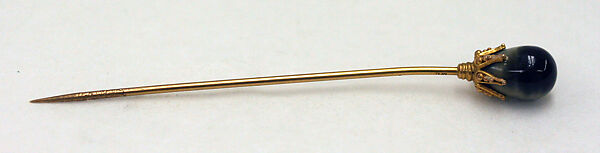 Stickpin, gold, tigereye, American or European 