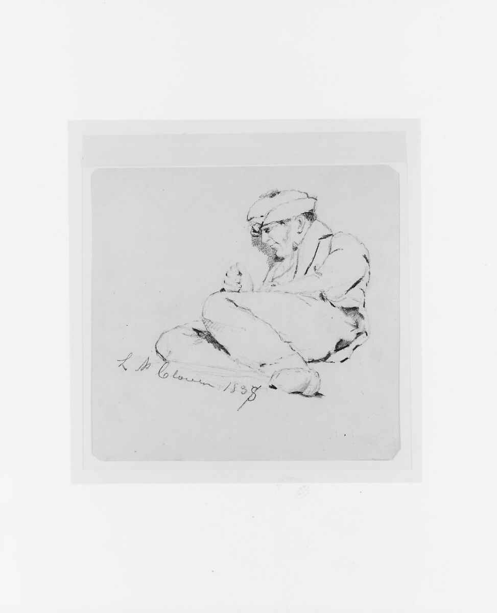 Study of a Man (from McGuire Scrapbook), Lewis P. Clover Jr. (1819–1896), Graphite on light buff-colored wove paper, American 