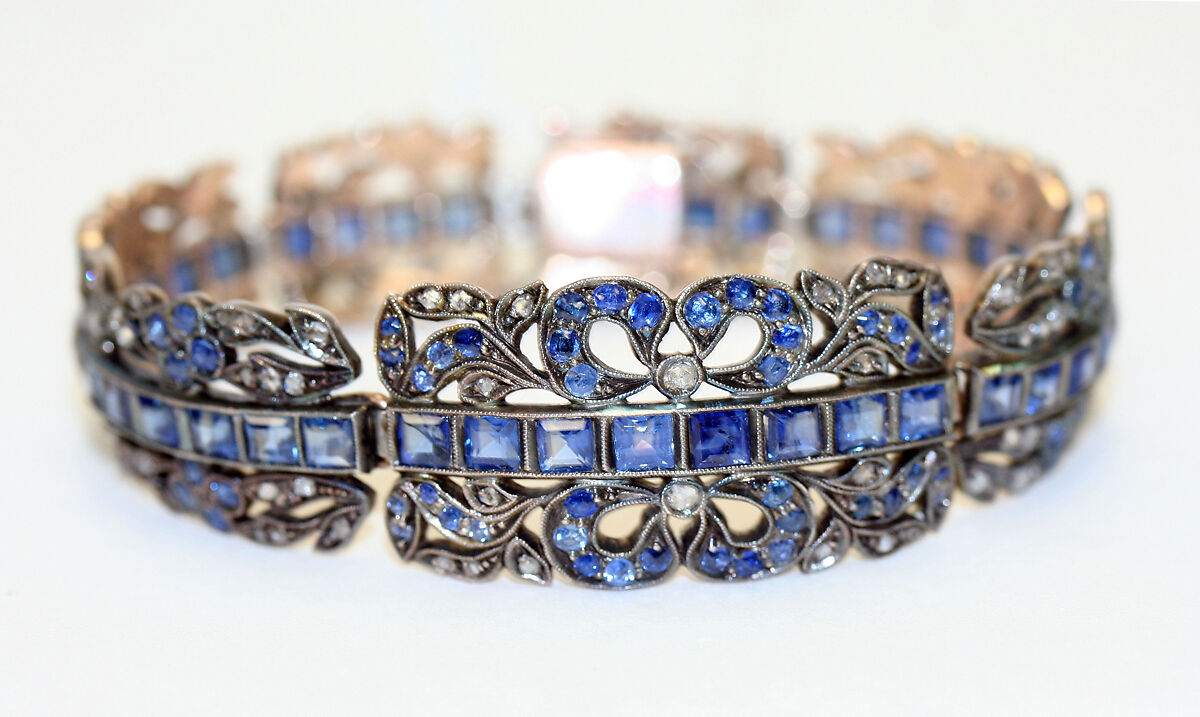 Bracelet, gold, diamonds, sapphires, Austrian