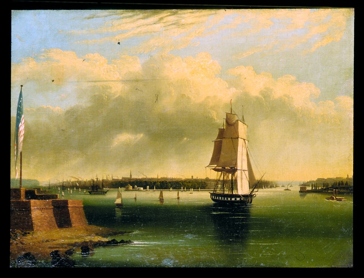 Bay and Harbor of New York from Bedlow's Island, Edmund C. Coates  American, Oil on canvas, American