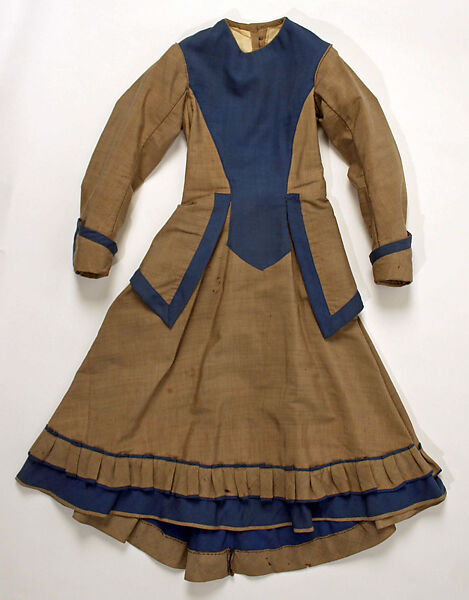 Ensemble, silk, wool, ermine fur, American 