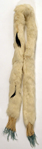 Ensemble, silk, wool, ermine fur, American