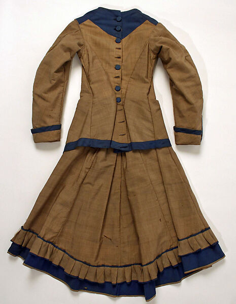 Ensemble, silk, wool, ermine fur, American