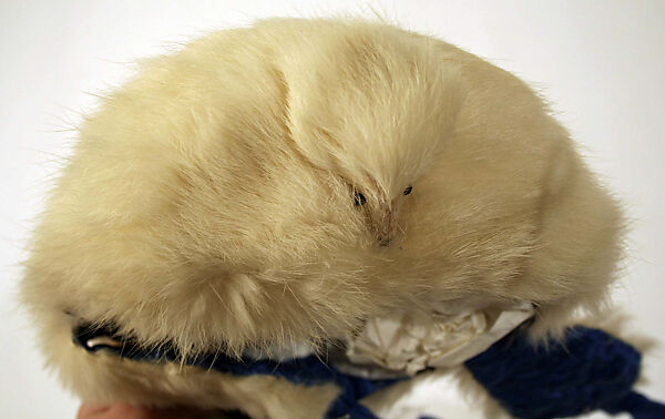 Ensemble, silk, wool, ermine fur, American