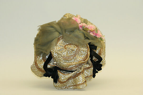 Bridesmaid ensemble, silk, straw, French