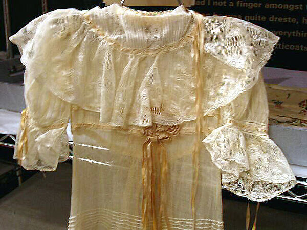 Christening dress, cotton, silk, probably French