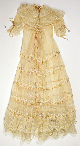 Christening dress, cotton, silk, probably French