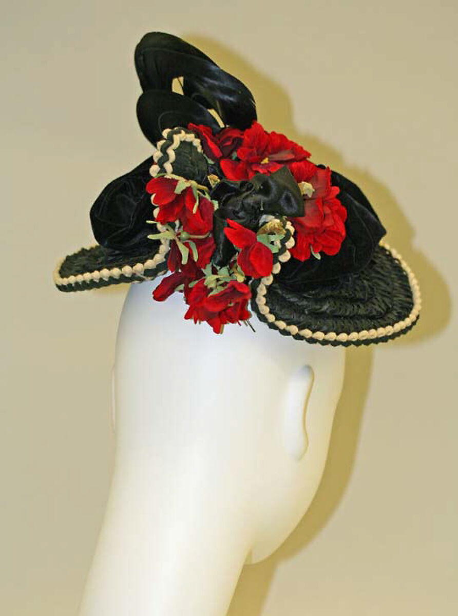 Hat, silk, feathers, American