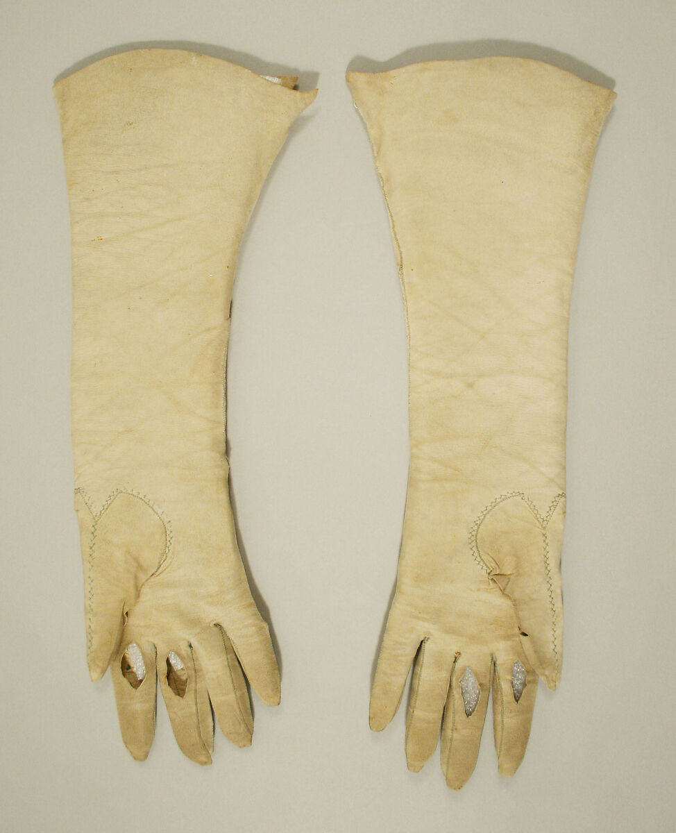 Gloves, leather, silk, British
