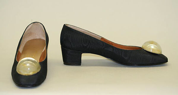 Pumps, Mr. David Evins (American, born England, 1909–1992), silk, leather, plastic, American 