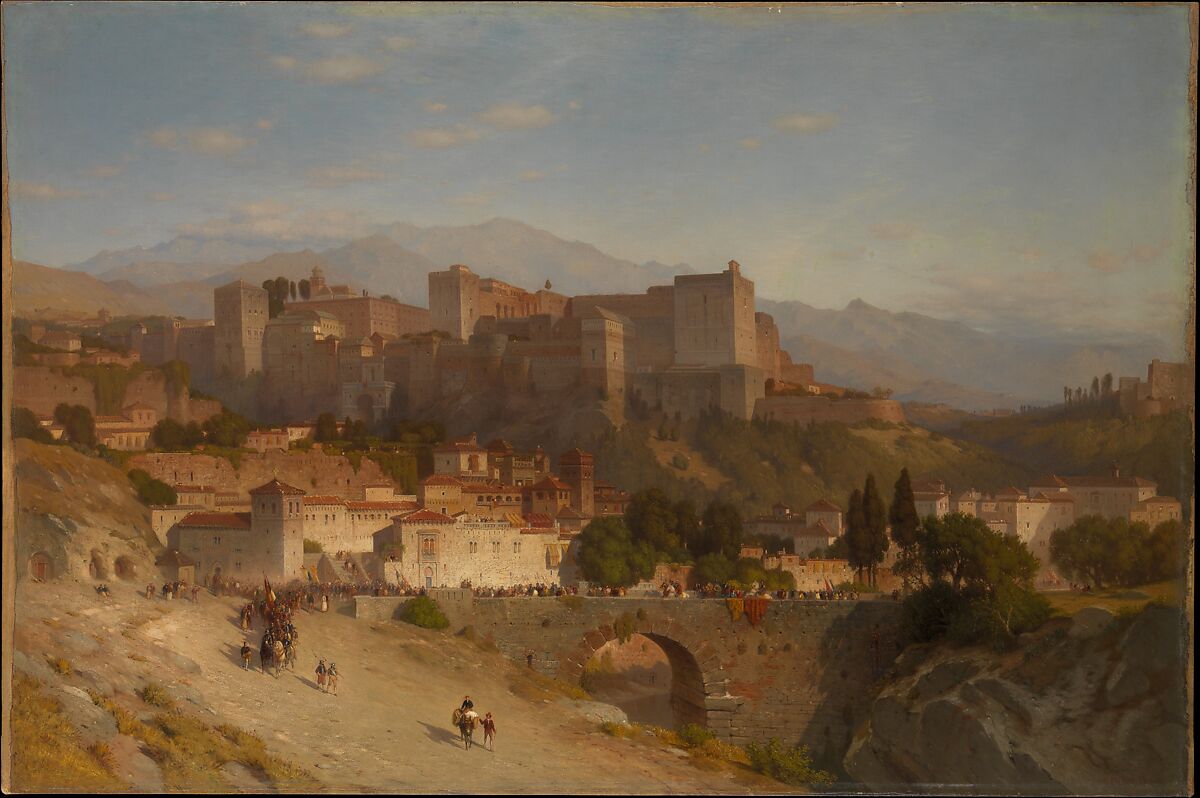 The Hill of the Alhambra, Granada, Samuel Colman (American, Portland, Maine 1832–1920 New York), Oil on canvas, American 