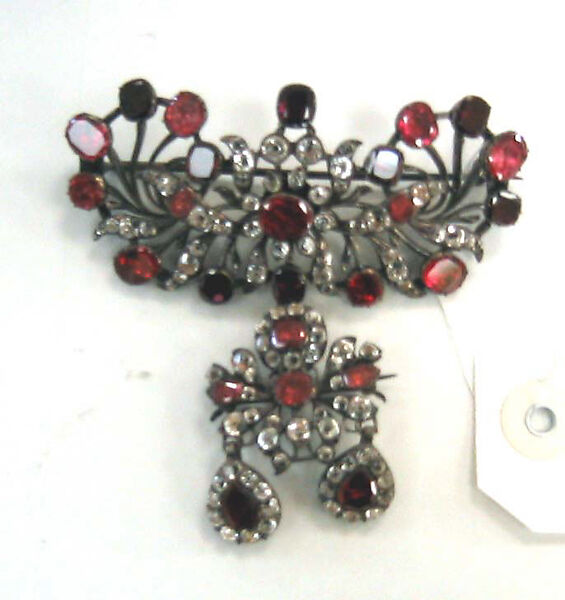 Brooch, silver, glass, probably Austrian 