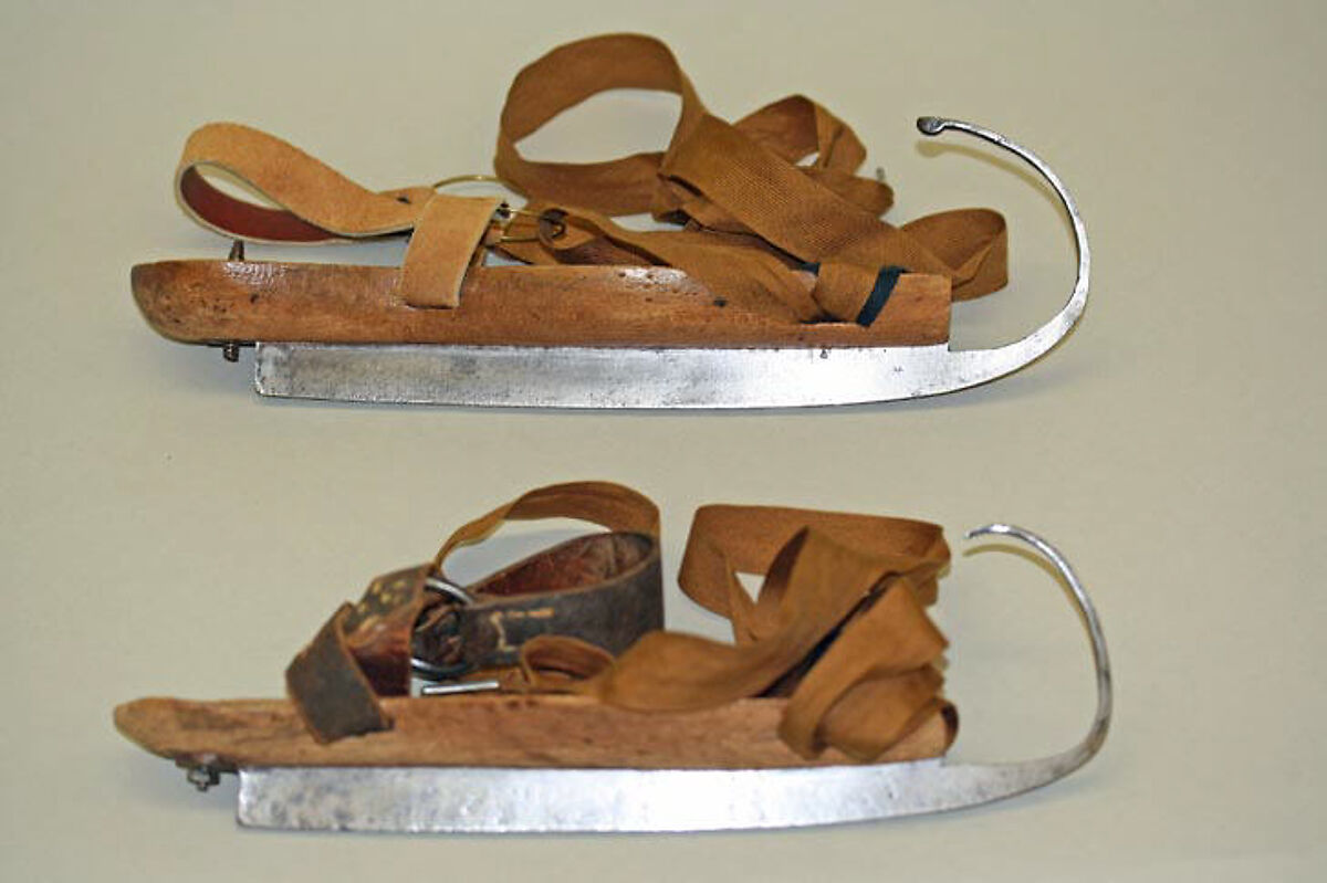 Skating ensemble, wool, fur, steel, American