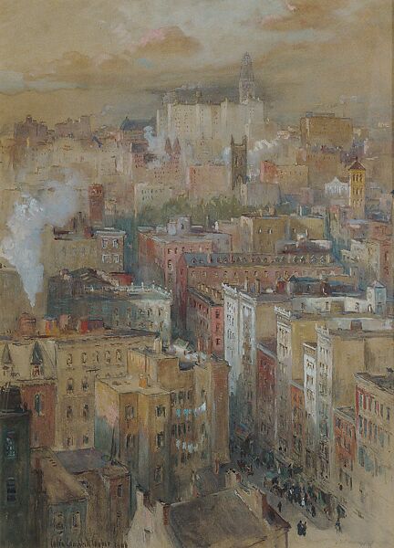 View of New York City, Colin Campbell Cooper (American, Philadelphia, Pennsylvania 1856–1937 Santa Barbara, California), Watercolor, gouache on paper, American 