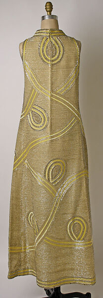 Evening dress, Mila Schön (Italian, born Yugoslavia, 1916–2008 Alessandria), silk, glass, plastic, Italian