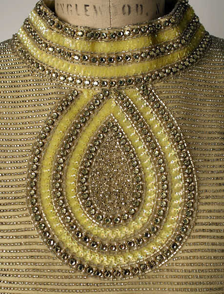 Evening dress, Mila Schön (Italian, born Yugoslavia, 1916–2008 Alessandria), silk, glass, plastic, Italian