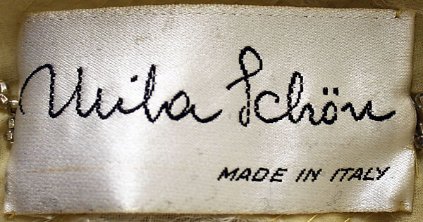 Evening dress, Mila Schön (Italian, born Yugoslavia, 1916–2008 Alessandria), silk, glass, plastic, Italian