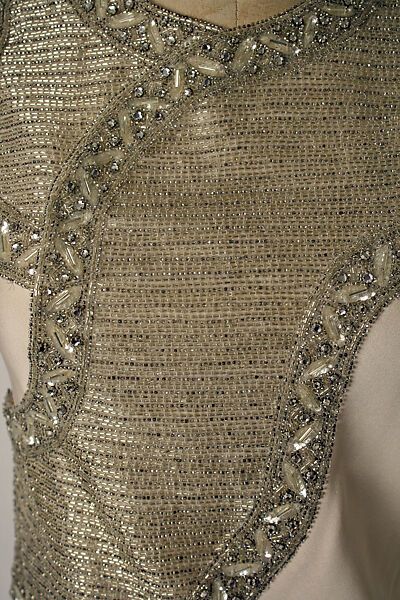 Evening dress, Mila Schön (Italian, born Yugoslavia, 1916–2008 Alessandria), silk, glass, plastic, Italian