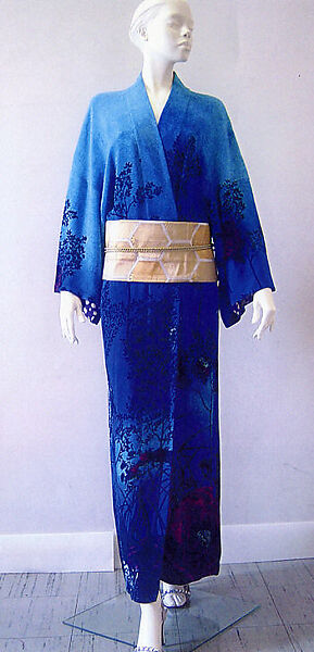 Evening dress, Hanae Mori (French, 1977–2004), a) silk; b) silk, metal, Japanese 