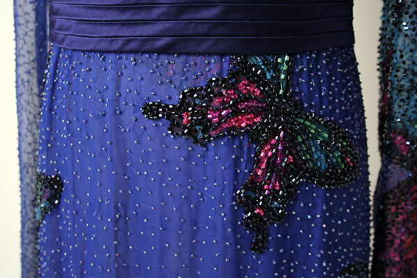 Dress, Hanae Mori (French, 1977–2004), a) silk, glass; b) silk, Japanese