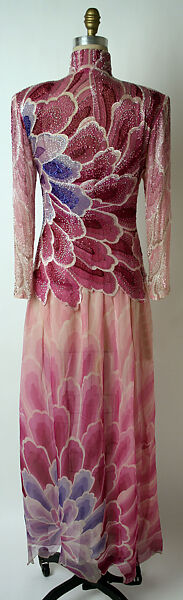 Evening ensemble, Hanae Mori (French, 1977–2004), a, b) silk, glass, Japanese