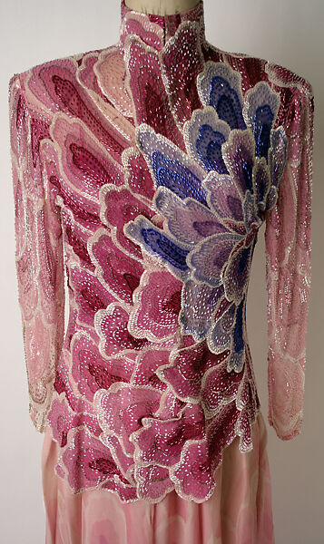 Evening ensemble, Hanae Mori (French, 1977–2004), a, b) silk, glass, Japanese