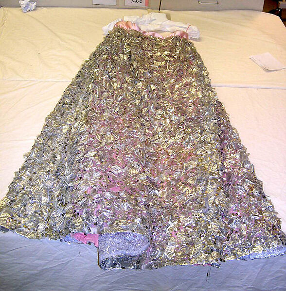 Evening dress, Sarmi, Silk, metallic, American