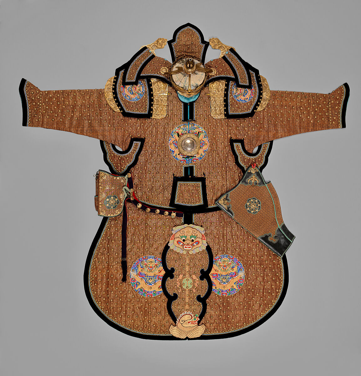 Armor with Archery Equipment and Box, Textile (silk), copper alloy, steel, gold, silver, wood, leather, lacquer, paper, pigment, Chinese 