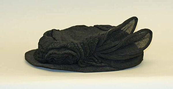 Mourning hat, silk, wire, American 