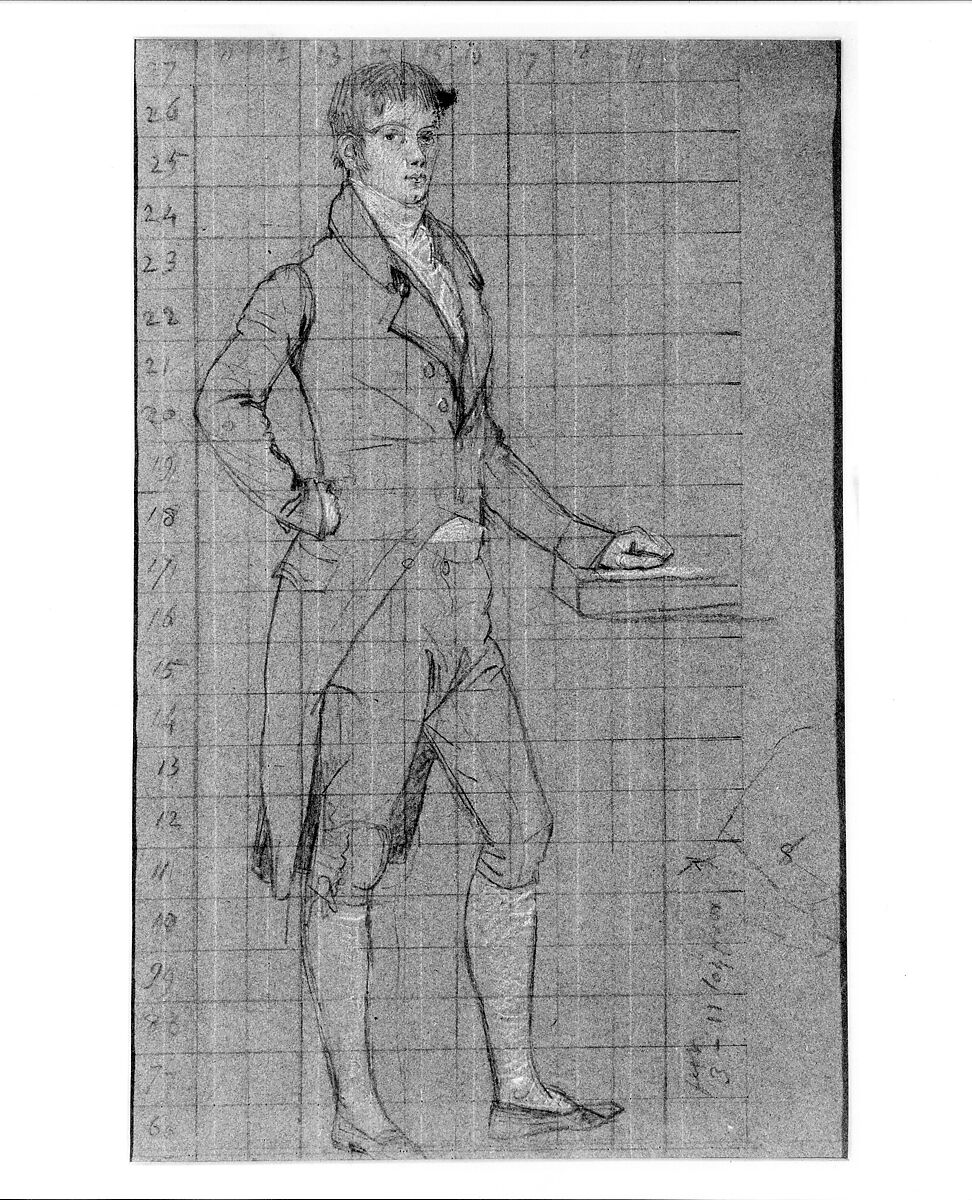 Study for "The Knatchbull Family": Norton Joseph Knatchbull, John Singleton Copley (American, Boston, Massachusetts 1738–1815 London), Black chalk, white-chalk heightening, and graphite on dark blue laid paper, American