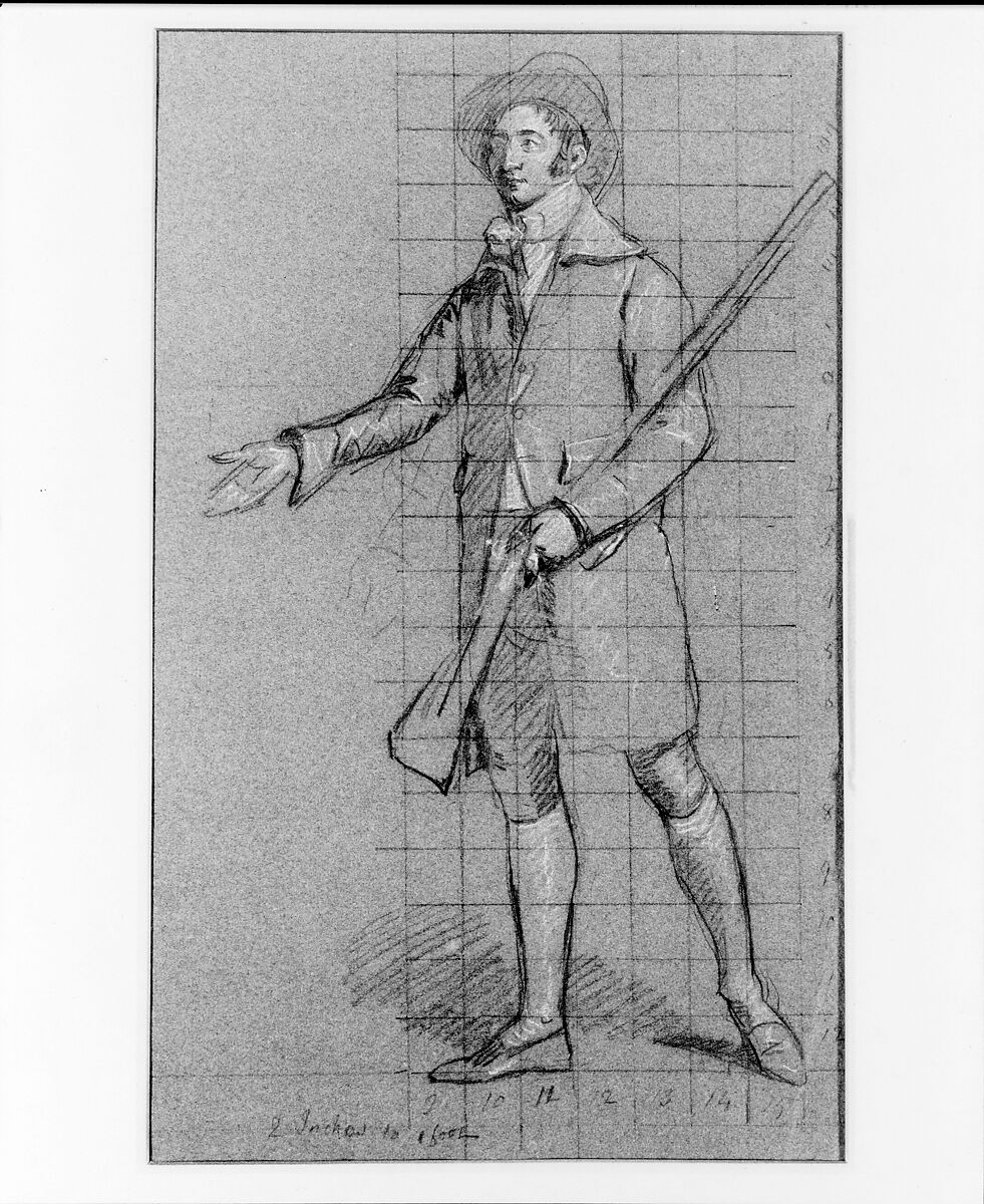 Study for "The Knatchbull Family": Sir Edward Knatchbull, John Singleton Copley (American, Boston, Massachusetts 1738–1815 London), Black chalk, white-chalk heightening, and graphite on dark blue laid paper, American