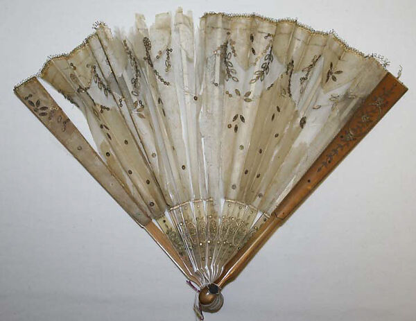 Fan, silk, wood, probably French 