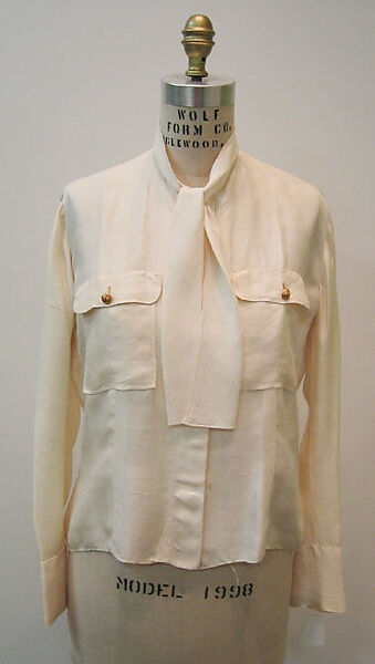 Blouse, House of Chanel (French, founded 1910), silk, metal, French 