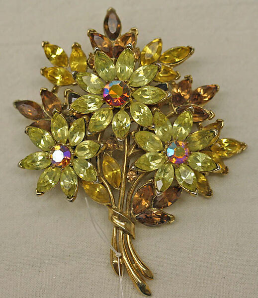 Brooch, Trifari (American, founded 1918), metal, glass, American 