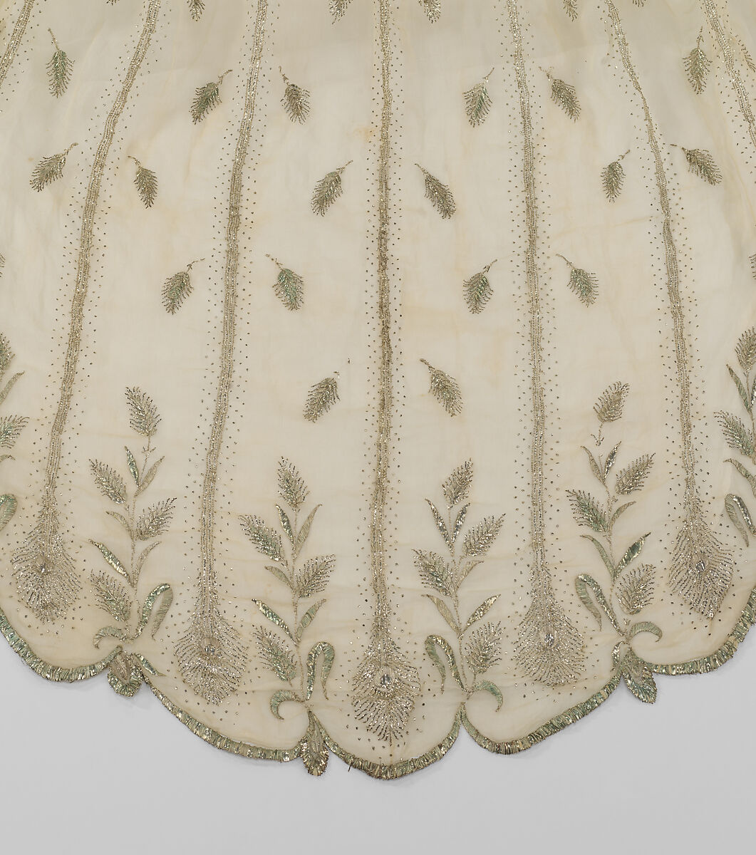 Evening dress, cotton, metallic thread, French