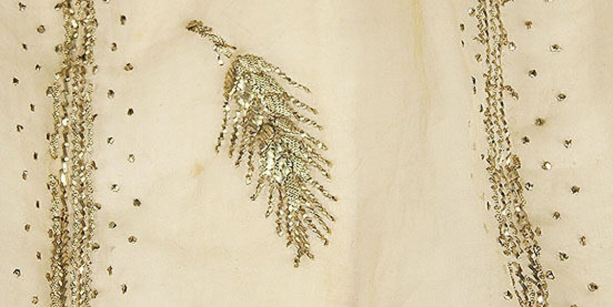 Evening dress, cotton, metallic thread, French