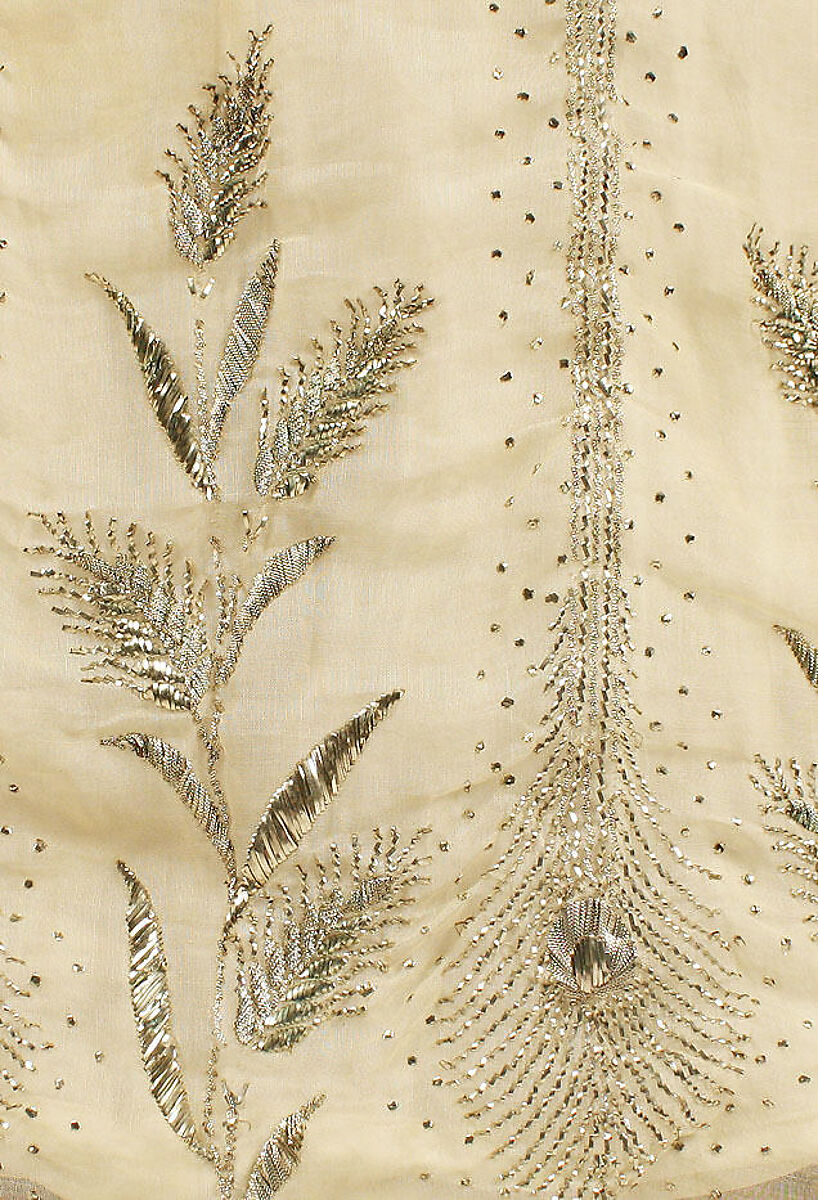 Evening dress, cotton, metallic thread, French