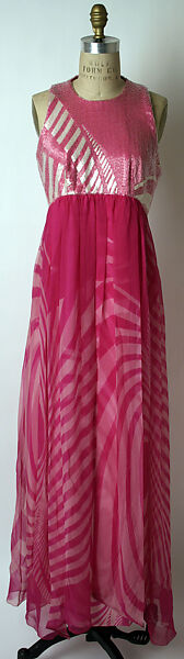 Evening dress, Hanae Mori (French, 1977–2004), silk, glass, Japanese 